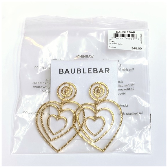 BAUBLEBAR Gold Tone ❤️ Burst Etched Drop Earrings - Picture 5 of 5